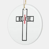 ICH GLAUBE KREUZ, DER WEIHNACHTSverzierung, (RUND) Keramikornament (Links)