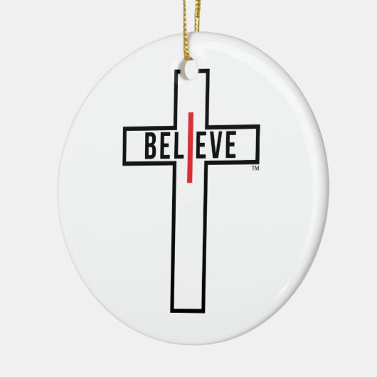 ICH GLAUBE KREUZ, DER WEIHNACHTSverzierung, (RUND) Keramikornament (Links)