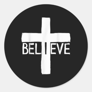 Ich glaube Kreuz Gott Jesus religiöser Glaube Chri Runder Aufkleber