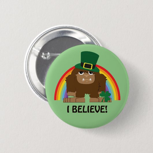 Ich glaube! Leprechaun Bigfoot Button (Vorne & Hinten)