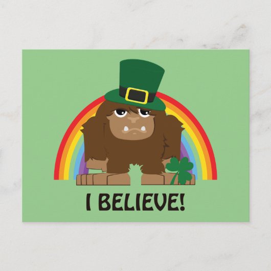 Ich glaube! Leprechaun Bigfoot Postkarte (Vorderseite)