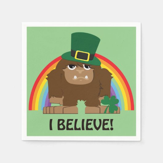 Ich glaube! Leprechaun Bigfoot Serviette (Vorderseite)