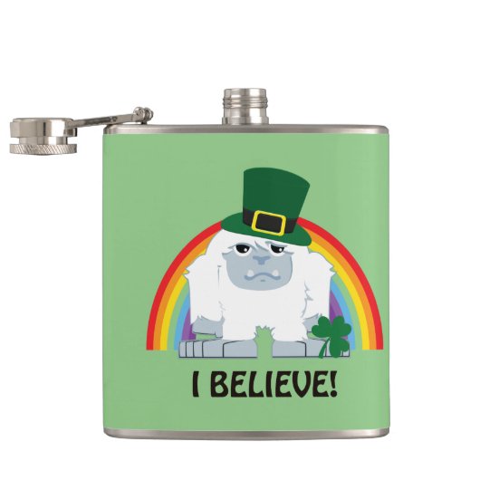 Ich glaube! Leprechaun yeti Flachmann (Geöffnet)