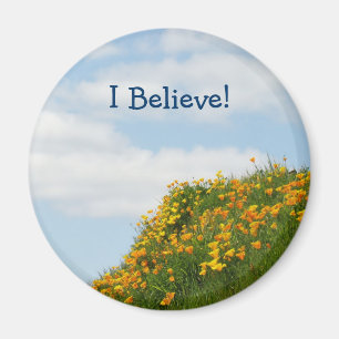 Ich glaube! Magnet Blue Sky Poppies Meadow Faith