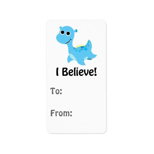 Ich glaube! Niedlich Blue Nessie Adressaufkleber (Vorne)