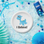 Ich glaube! Niedlich Blue Nessie Pappteller (Party)