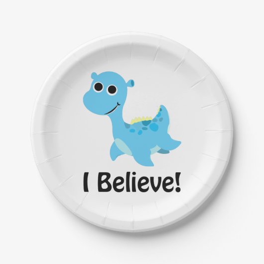 Ich glaube! Niedlich Blue Nessie Pappteller (Vorderseite)