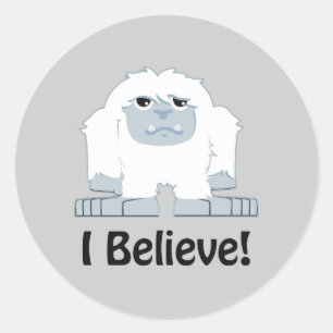 Ich glaube! Niedlich Yeti Runder Aufkleber