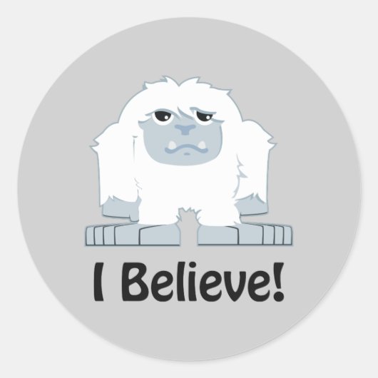 Ich glaube! Niedlich Yeti Runder Aufkleber (Vorderseite)