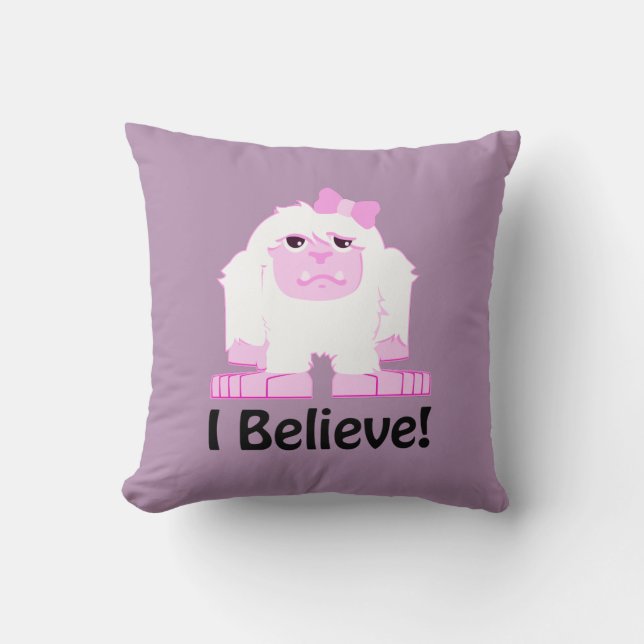 Ich glaube niedlichem Cartoon-MädchenYeti Kissen (Vorderseite)