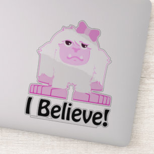 Ich glaube, Niedlicher Cartoon Girl Yeti Aufkleber