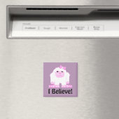 Ich glaube, Niedlicher Cartoon Girl Yeti Magnet (In Situ (Geschirrspüler))