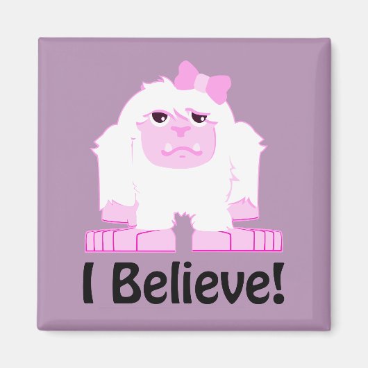 Ich glaube, Niedlicher Cartoon Girl Yeti Magnet (Vorne)