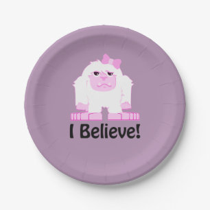 Ich glaube, Niedlicher Cartoon Girl Yeti Pappteller