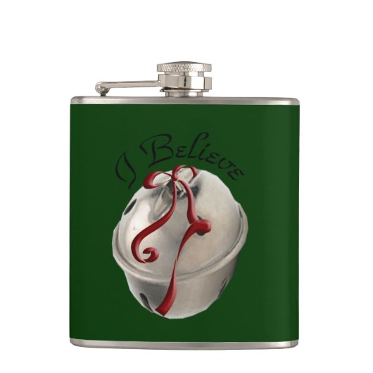 Ich glaube Reindeer Bell Flask Flachmann (Vorderseite)