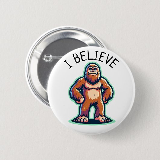 Ich glaube Sasquatch Bigfoot Button (Vorne & Hinten)