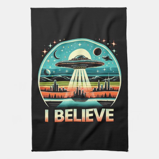 Ich glaube - UFO Geschirrtuch (Vertikal)