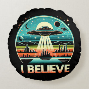 Ich glaube - UFO Rundes Kissen