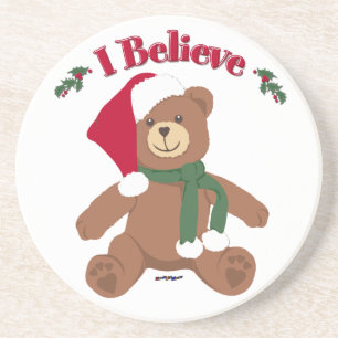 Ich glaube! Weihnachts-Teddybär Sandstein Untersetzer