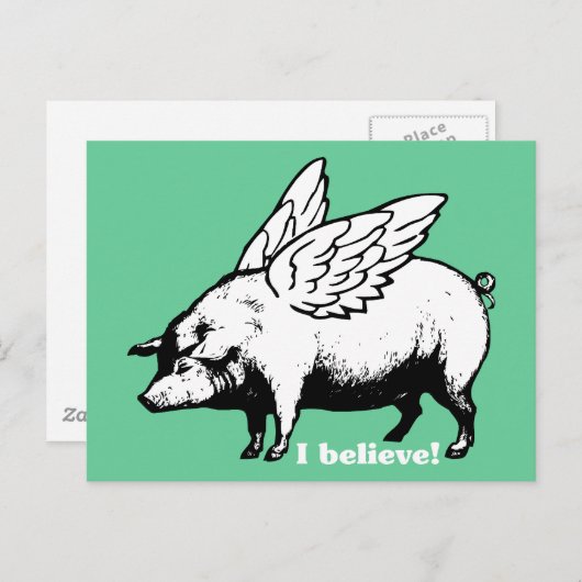 Ich glaube - wenn Schweine fliegen könnten Postkarte (Vorne/Hinten)