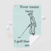 "Ich golfe deshalb bin ich" Funny Personalisiert Golfhandtuch (Insitu)