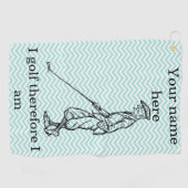 "Ich golfe deshalb bin ich" Funny Personalisiert Golfhandtuch (Horizontal)