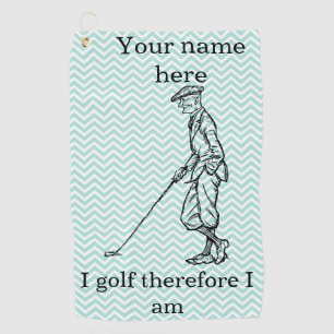 "Ich golfe deshalb bin ich" Funny Personalisiert Golfhandtuch