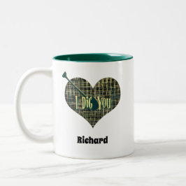 Ich gönne dir ein gelbes Grillherz mit Shovel Zweifarbige Tasse