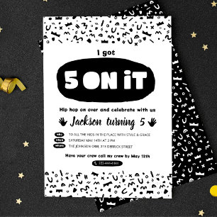 Ich got 5 darauf, 90er Hip Hop Geburtstag Alte Sch Einladungspostkarte