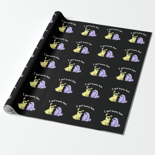 Ich Got Buns Hun Funny Bunny Rabbit Pub Dark BG Geschenkpapier (Ungerollt)