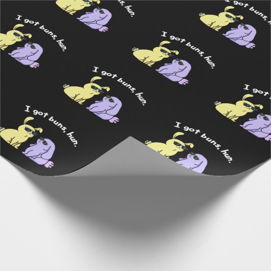 Ich Got Buns Hun Funny Bunny Rabbit Pub Dark BG Geschenkpapier (Ecke)