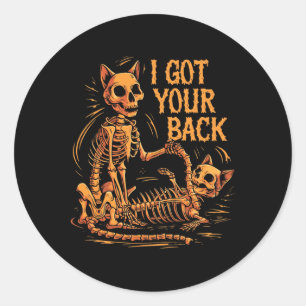 Ich Got dein Ck Funny Halloween Cat Skeleton Skull Runder Aufkleber