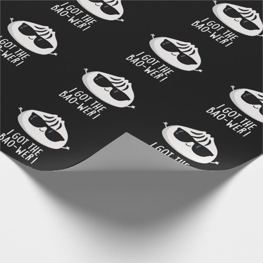 Ich Got den Bao-wer Funny Dimsum Pun Dark BG Geschenkpapier (Ecke)