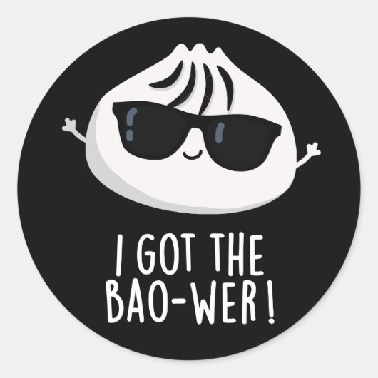 Ich Got den Bao-wer Funny Dimsum Pun Dark BG Runder Aufkleber (Vorderseite)