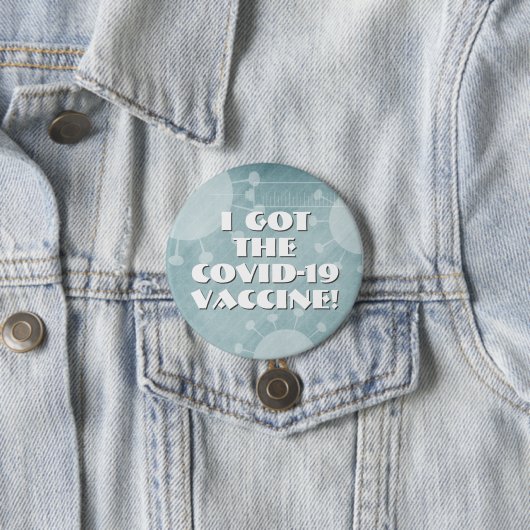 Ich Got den Covid-19 Impfstoff Aquamarin gestreift Button (Beispiel)