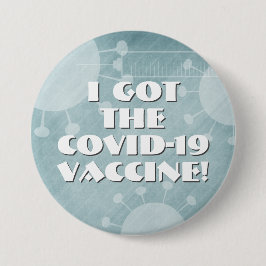 Ich Got den Covid-19 Impfstoff Aquamarin gestreift Button
