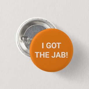 Ich got den Knopf Jab-orange-weißes geimpftes But Button