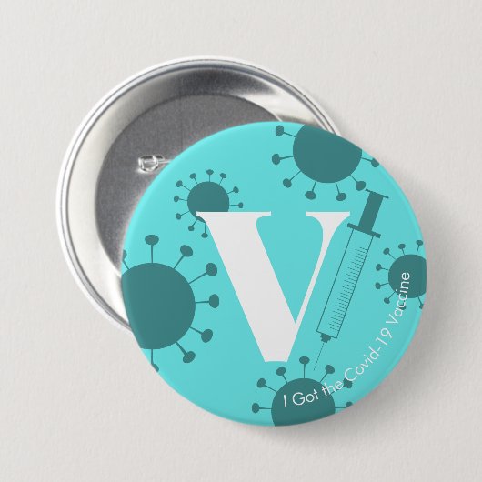 Ich Got die Covid-19 Impfstoff Light Aqua Button (Vorne & Hinten)