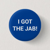 Ich got die Jab-blaue, weiße, geimpfte Button (Vorderseite)