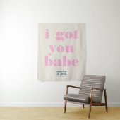 Ich Got dir Babe Bright Pink Bold Weddrop Wandteppich (Beispiel)