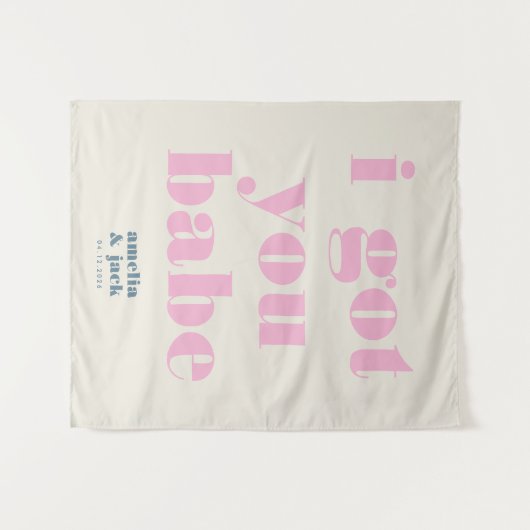 Ich Got dir Babe Bright Pink Bold Weddrop Wandteppich (Vorderseite (Horizontal))