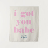 Ich Got dir Babe Bright Pink Bold Weddrop Wandteppich (Vorderseite)