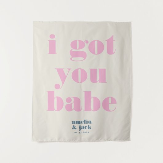 Ich Got dir Babe Bright Pink Bold Weddrop Wandteppich (Vorderseite)