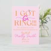 Ich Got einen Ring - Tropisches Bachelorette - Rou Einladung (Stehend Vorderseite)