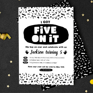 Ich Got fünf darauf, 90er Hip Hop Geburtstagsschul Einladung
