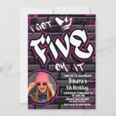 Ich Got fünf darauf - Pink Girl Einladung (Vorderseite)