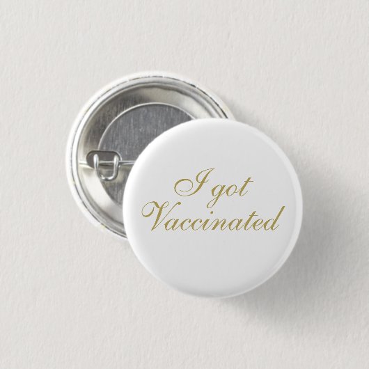 Ich got geimpfte Elegant Script Hochzeit Button (Vorne & Hinten)
