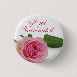 Ich got geimpfte Rosa-Flora-Hochzeit  Button