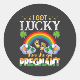 Ich Got Glück dann Got sie schwangere Ankündigung Runder Aufkleber
