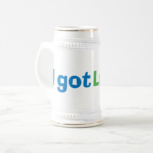 "Ich got glücklichen" Stein Bierglas (Vorderseite Links)